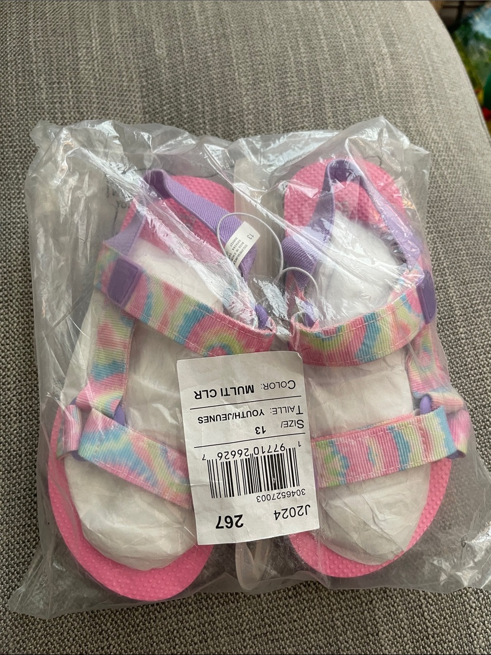 Kids Rainbow Pink Multi-Strap Sandals Sz 13
